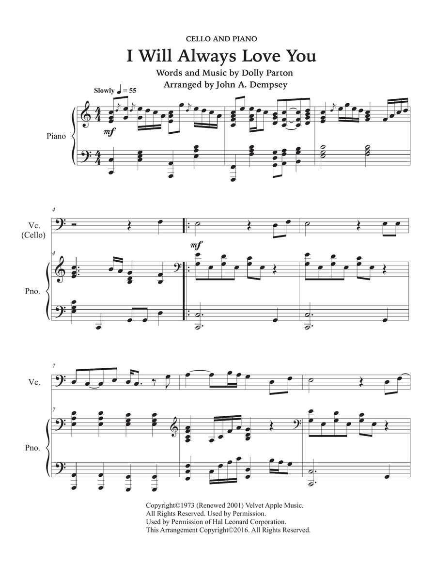 I Will Always Love You Piano scores gallery preview page 5