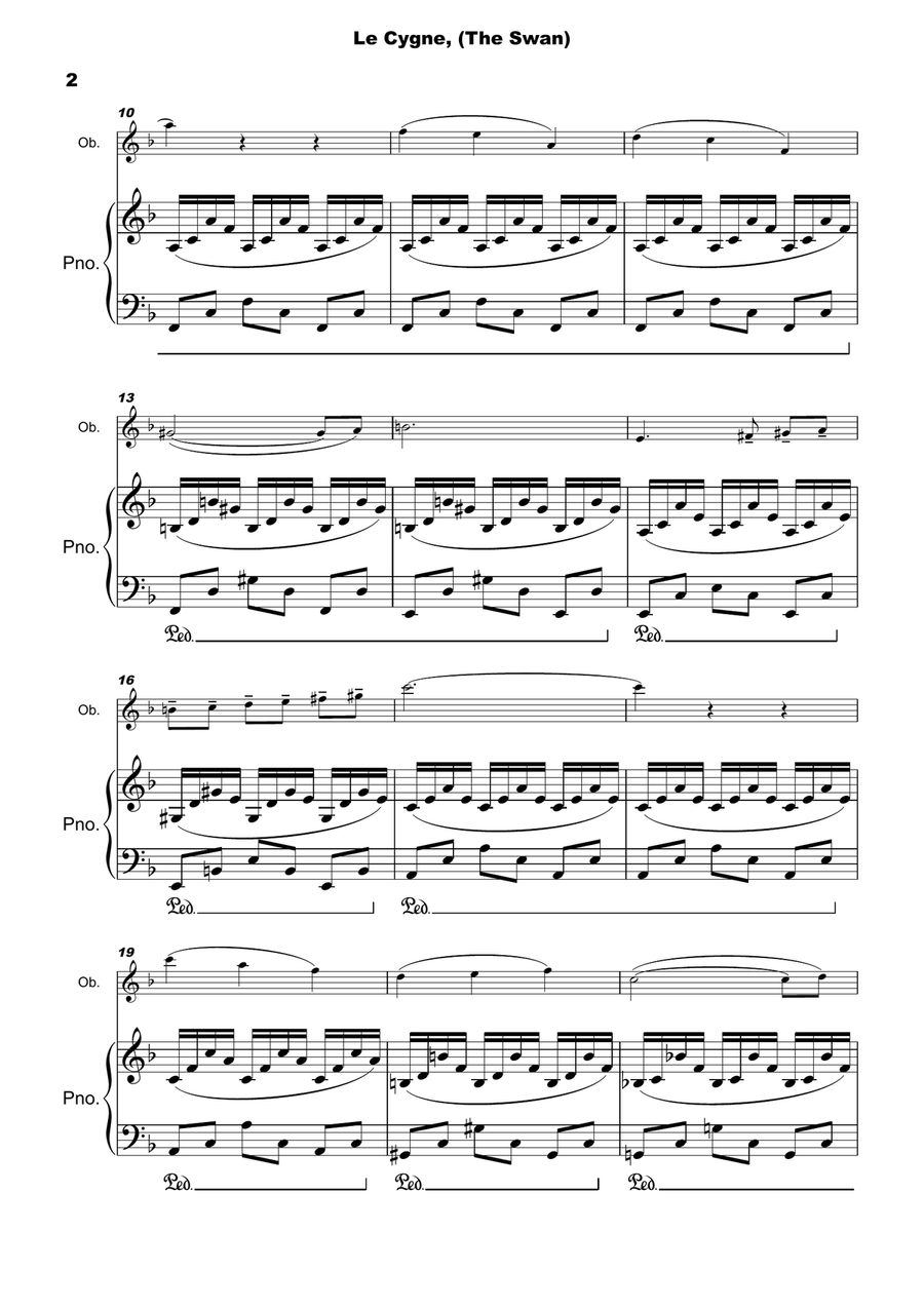 The Swan, (Le Cygne), by Saint-Saens, for Oboe and Piano Piano scores gallery preview page 4