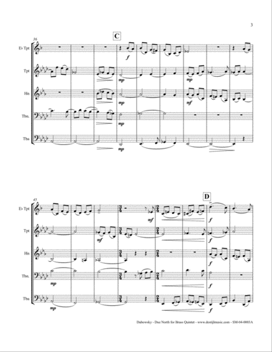 Due North for Brass Quintet Brass Quintet scores gallery preview page 5