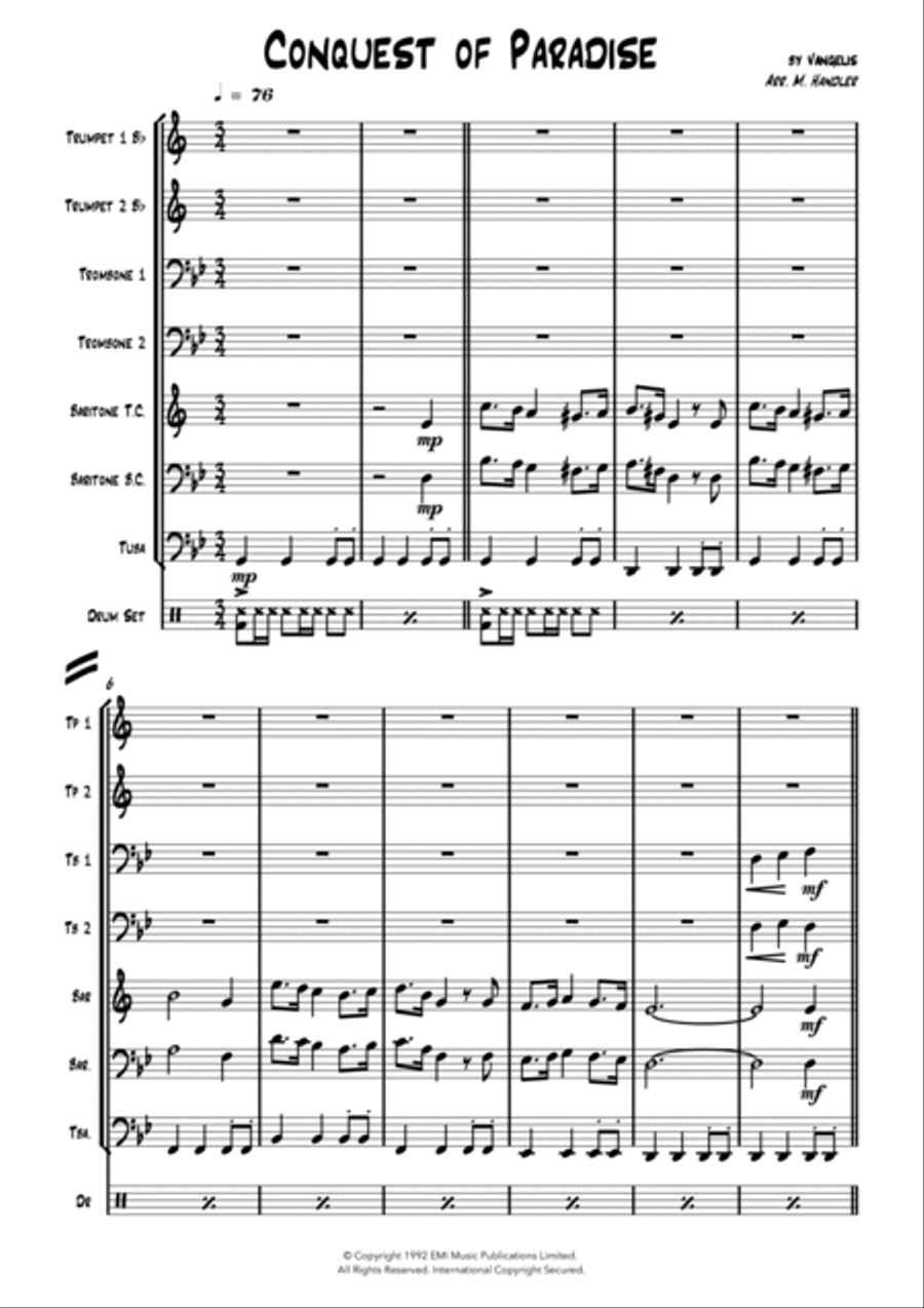 Conquest Of Paradise Conquest Of Paradise Brass Ensemble scores gallery preview page 2