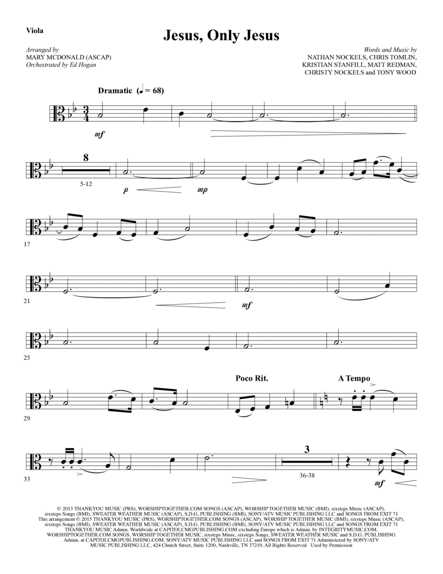 Jesus, Only Jesus - Viola Choir scores gallery preview page 1