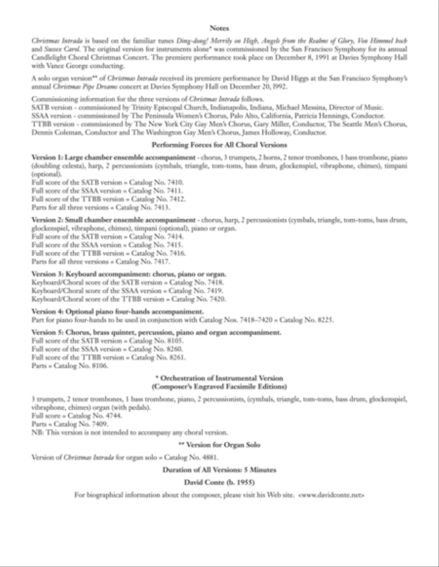 Christmas Intrada (Brass Instrumental Version) Chamber Music scores gallery preview page 1
