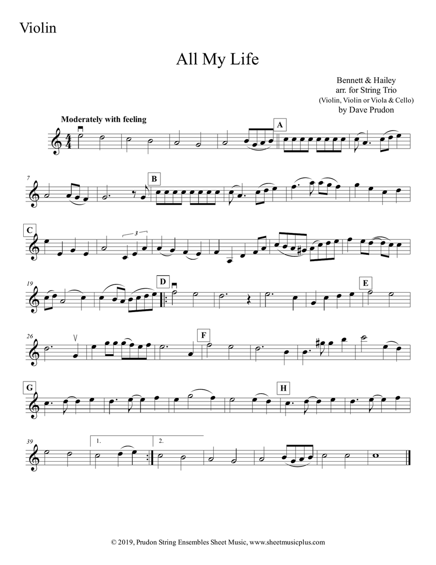 All My Life String Trio scores gallery preview page 4