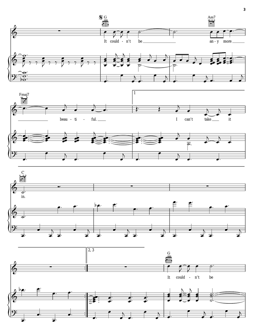 Can't Take It In Piano, Vocal, Guitar scores gallery preview page 3