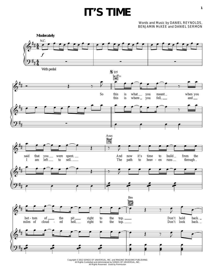 It's Time Piano, Vocal, Guitar scores gallery preview page 1