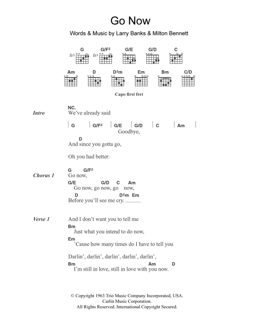 Go Now Acoustic Guitar scores gallery preview page 1