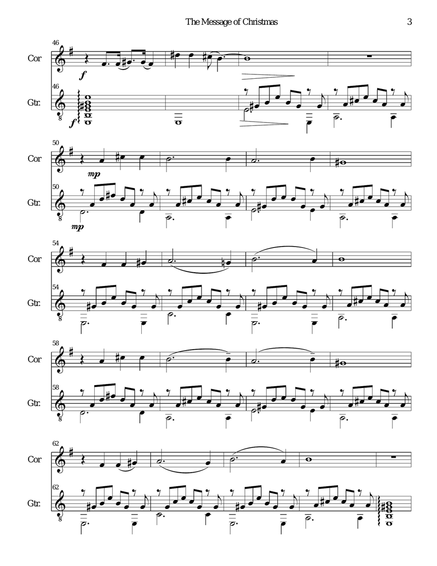 The Message of Christmas for cor anglais and guitar English Horn scores gallery preview page 3