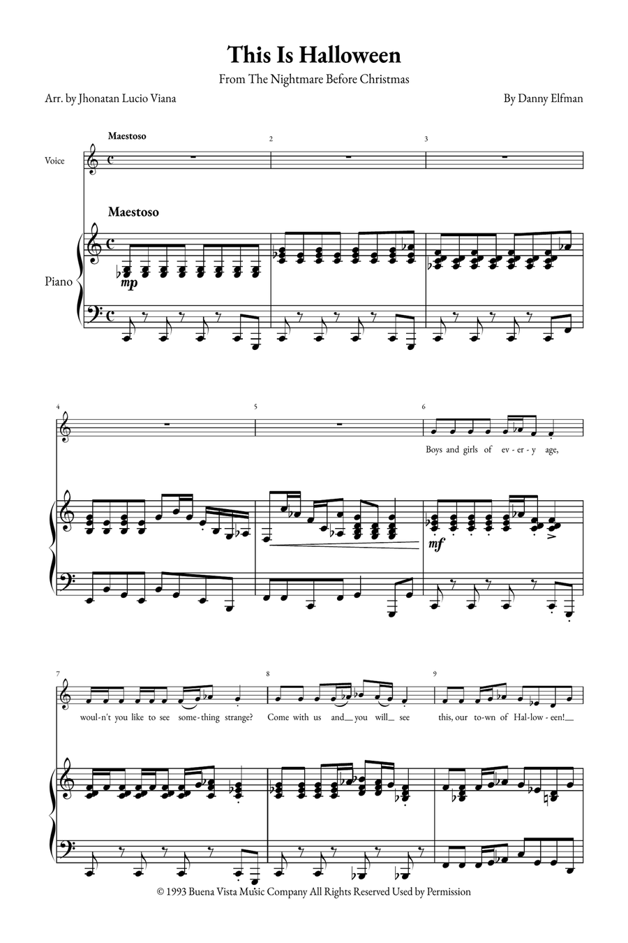 This Is Halloween Piano, Vocal scores gallery preview page 1