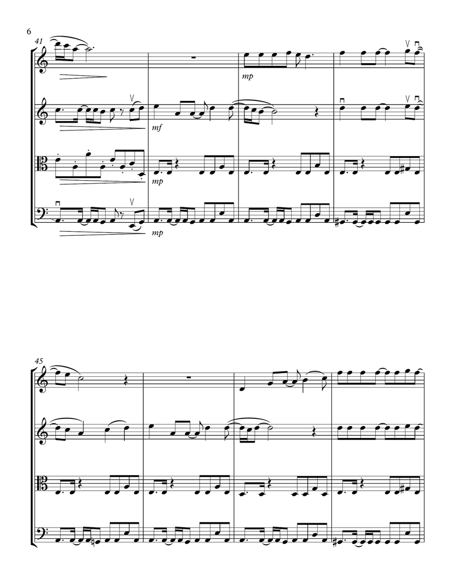 Tearin' Up My Heart String Quartet scores gallery preview page 6