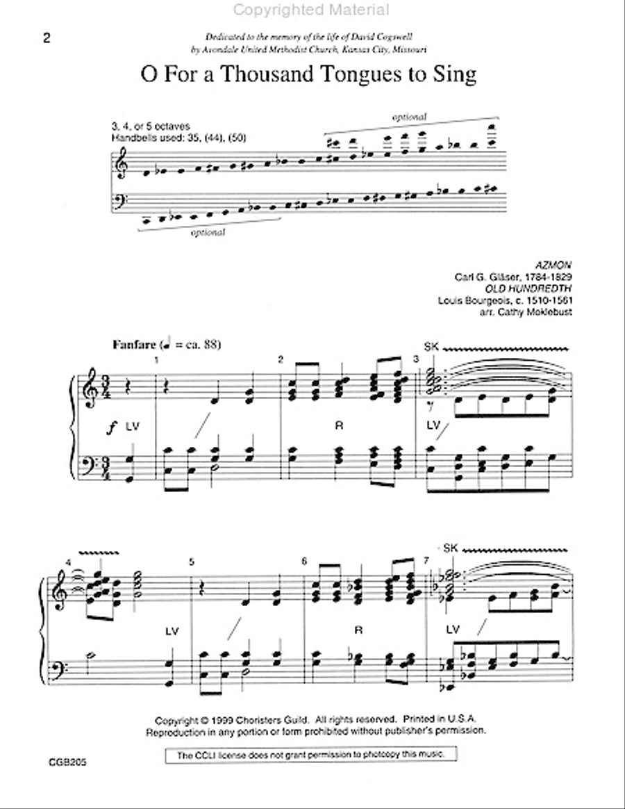O For a Thousand Tongues to Sing Handbell Choir scores gallery preview page 2