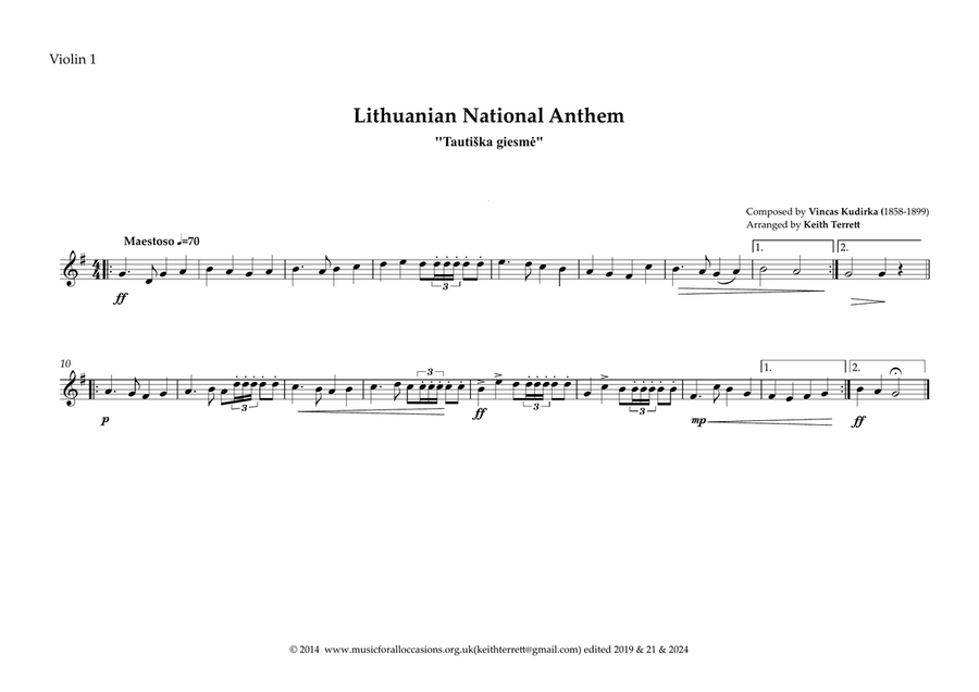 Lithuanian National Anthem for String Orchestra (World National Anthem Series) String Orchestra scores gallery preview page 5
