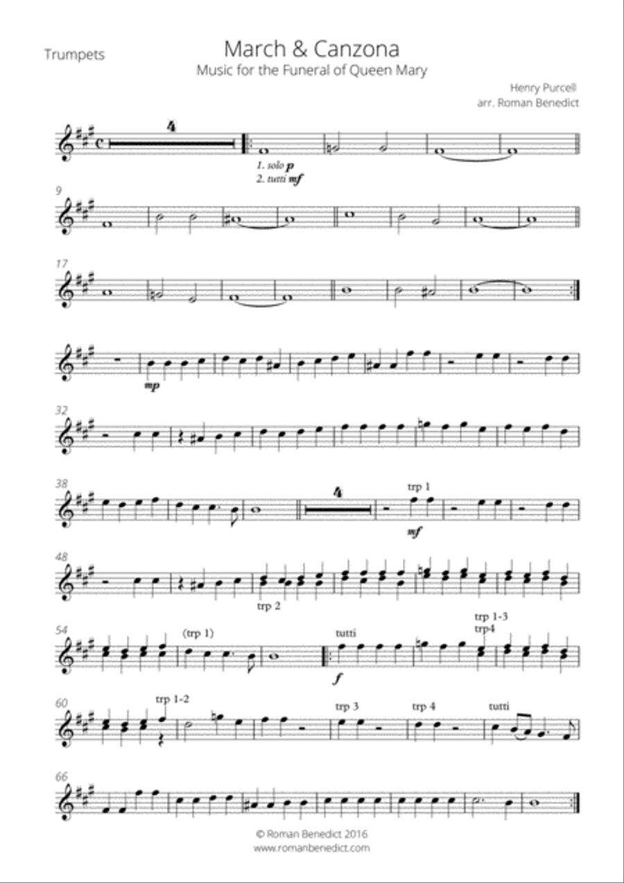 Purcell: March And Canzona From Music For The Funeral Of Queen Mary (Brass Ensemble) Brass Ensemble scores gallery preview page 5