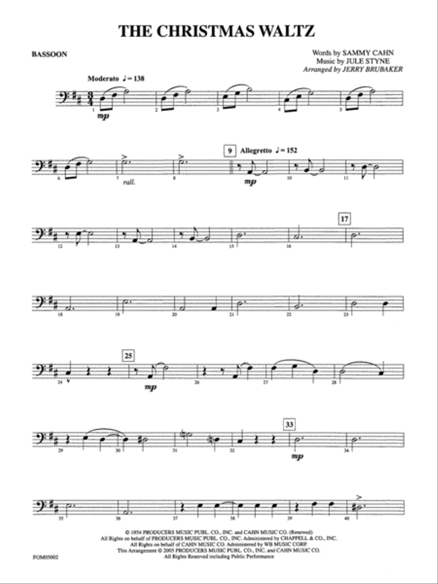 The Christmas Waltz: Bassoon Full Orchestra scores gallery preview page 1