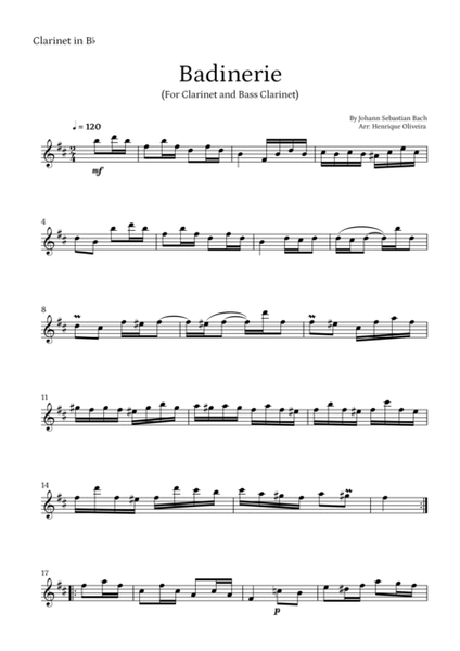 Badinerie by J. S. Bach (For Clarinet and Bass Clarinet) image number null