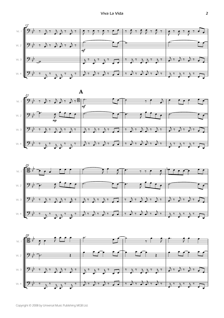 Viva La Vida - Score Only String Quartet scores gallery preview page 4