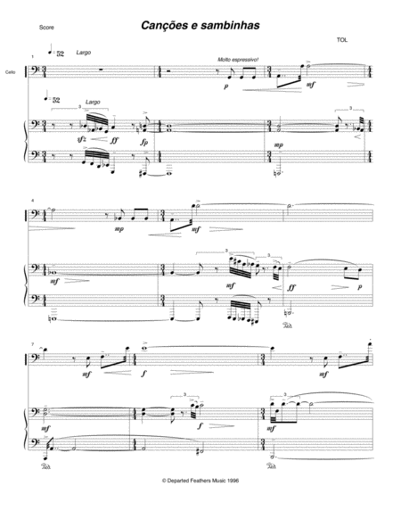 Canções e sambinhas (1996) for cello and piano image number null