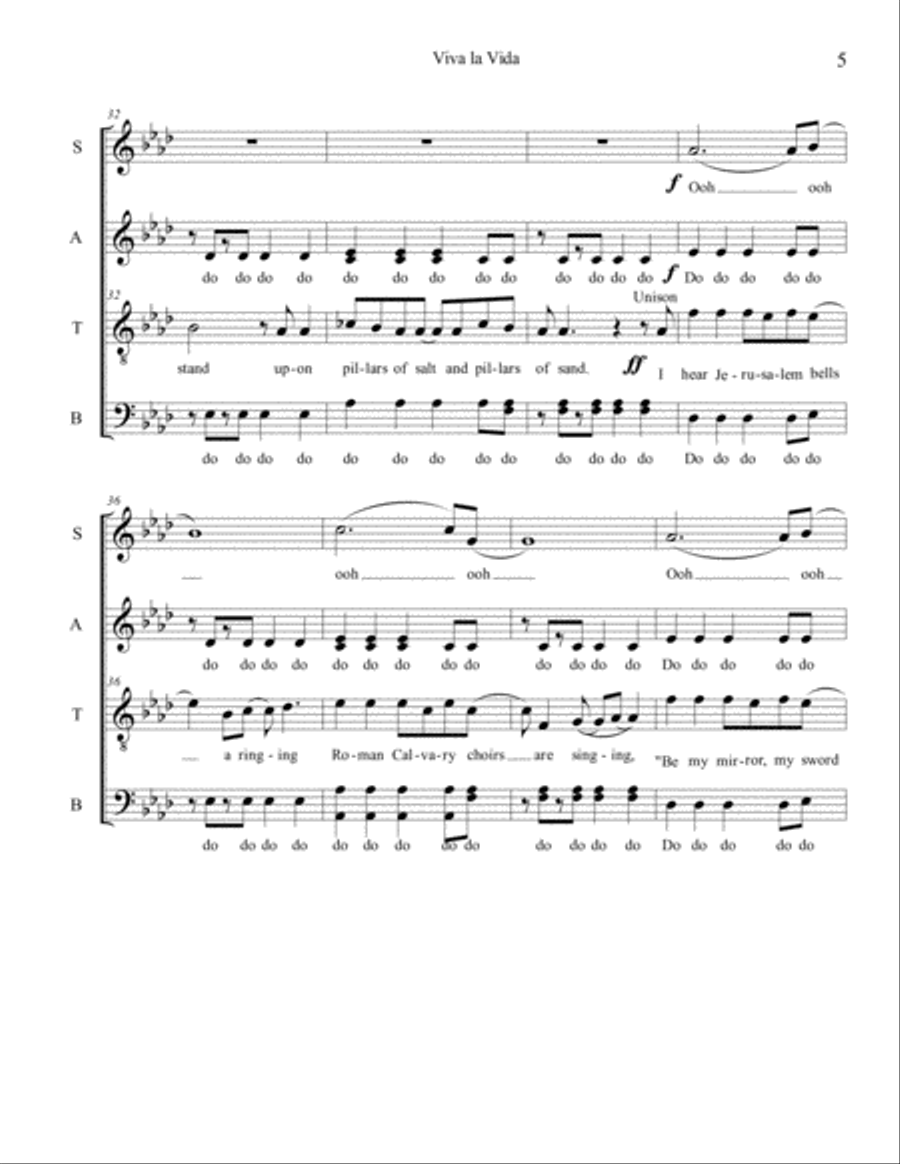 Viva La Vida Viva La Vida 4-Part scores gallery preview page 6