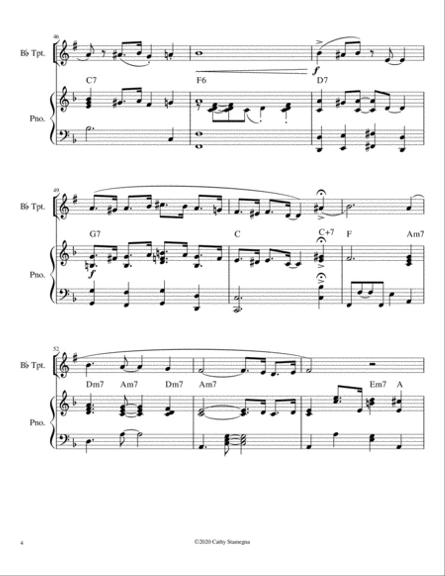 I’ll Be With You in Apple Blossom Time (Bb Trumpet Solo, Chords, Piano Accompaniment) Large Ensemble scores gallery preview page 5