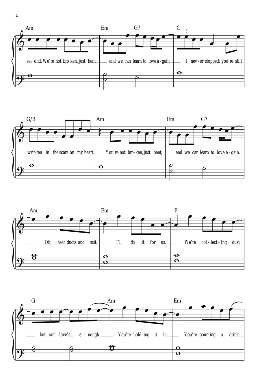 Just Give Me A Reason Easy Piano scores gallery preview page 4