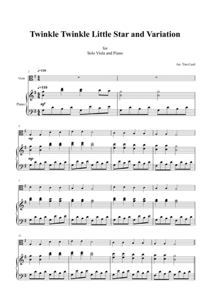 Twinkle Twinkle Little Star and Variation for Viola and Piano image number null
