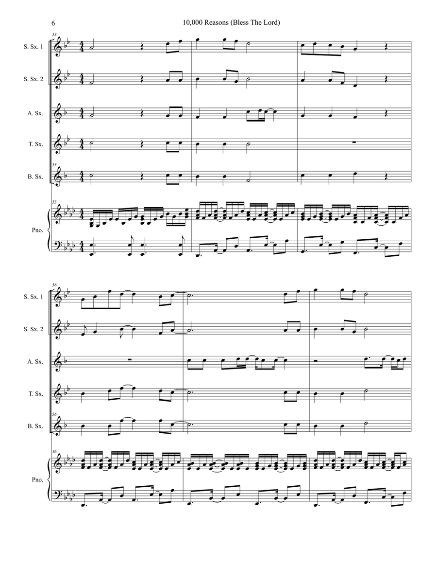 10,000 Reasons (Bless The Lord) Woodwind Quintet scores gallery preview page 6