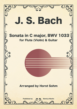 Book cover for Bach Sonata BWV 1033 for Flute & Guitar