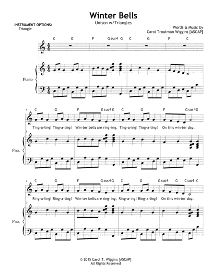 Winter Bells Winter Bells Unison Choir scores gallery preview page 1