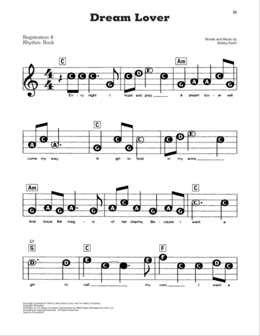 Dream Lover Electronic Keyboard scores gallery preview page 1