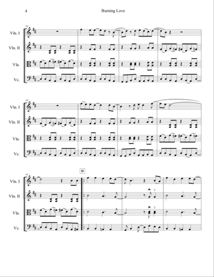Burning Love String Quartet scores gallery preview page 6