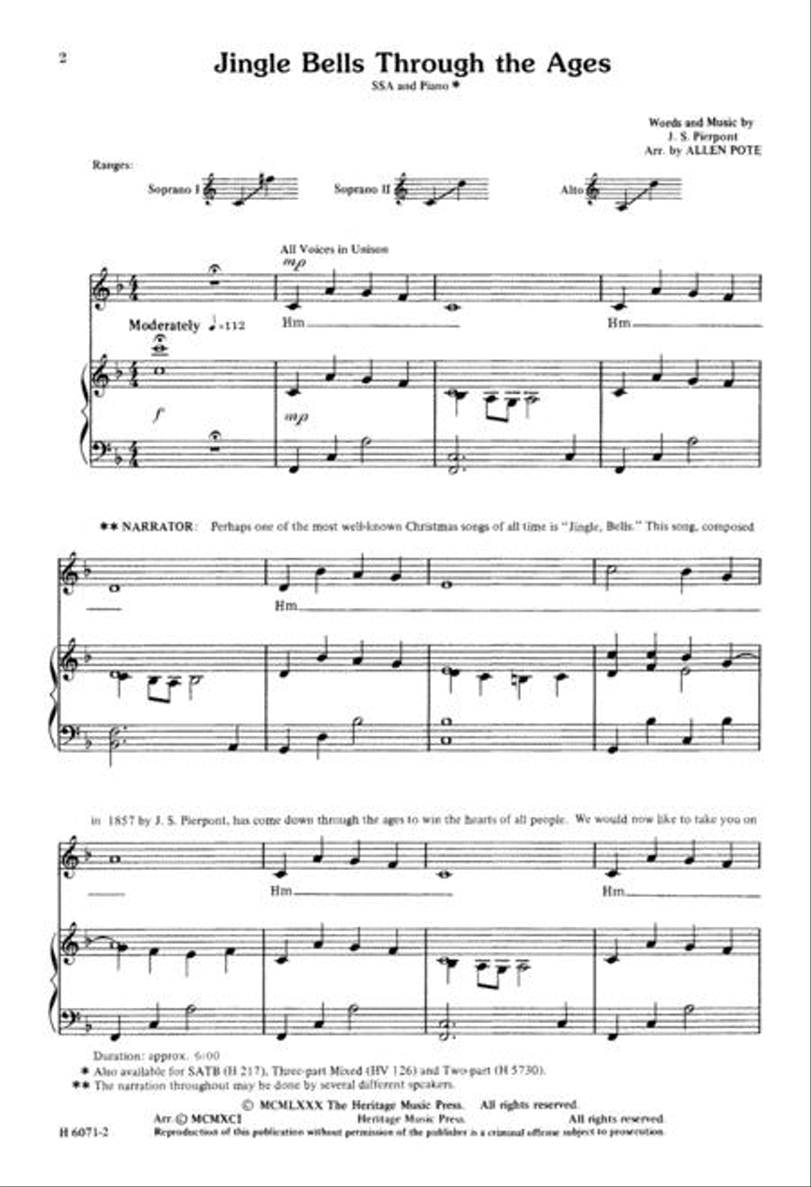 Jingle Bells through the Ages SSA scores gallery preview page 2