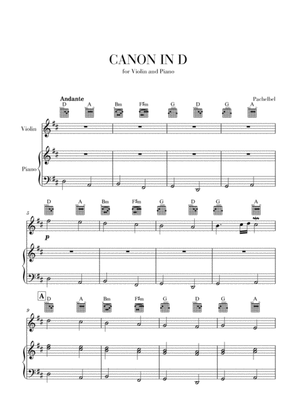 Canon in D for Violin and Piano (With Guitar Chords)