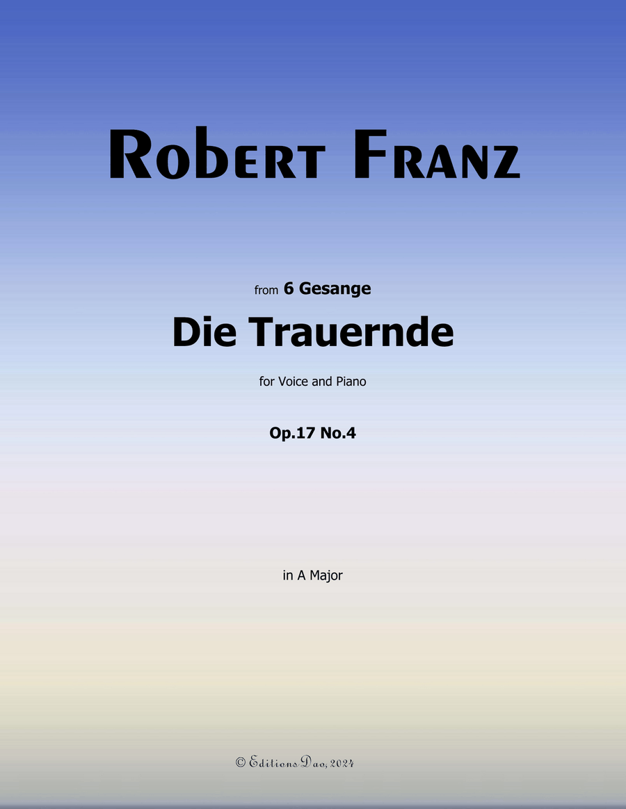 Die Trauernde, by Robert Franz, in A Major Voice scores gallery preview page 1