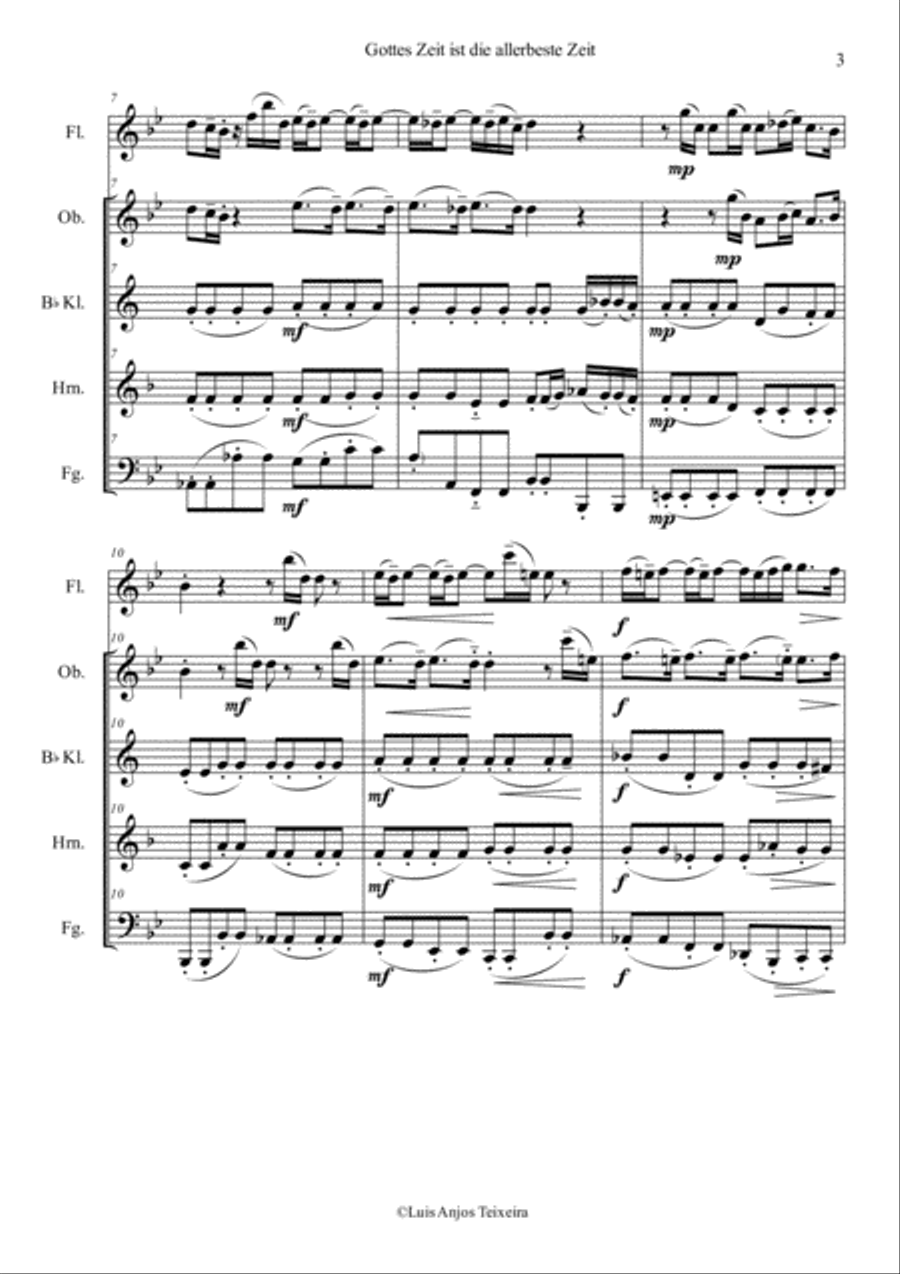 Gottes Zeit ist die allerbeste Zeit - For Woodwind Quintet Woodwind Quintet scores gallery preview page 4