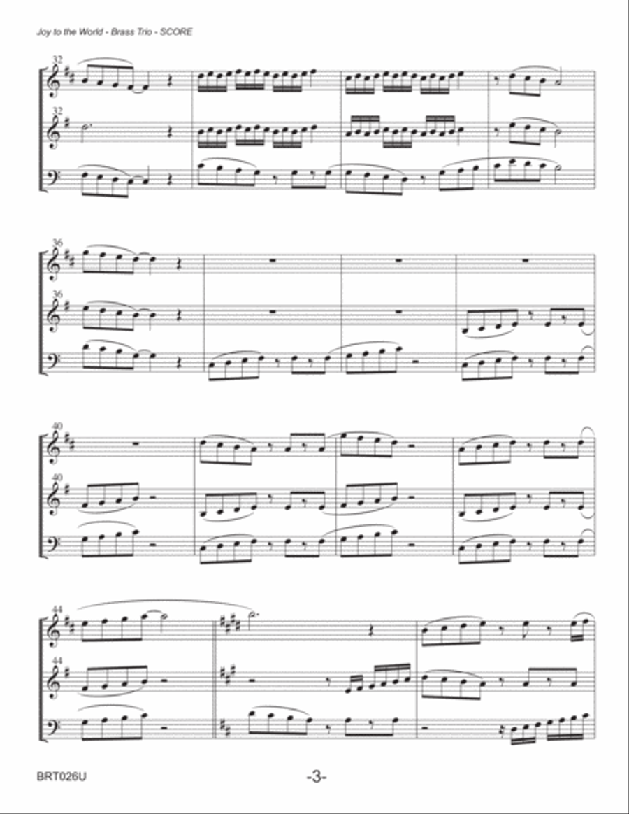 JOY TO THE WORLD - BRASS TRIO (unaccompanied) Brass Trio scores gallery preview page 3