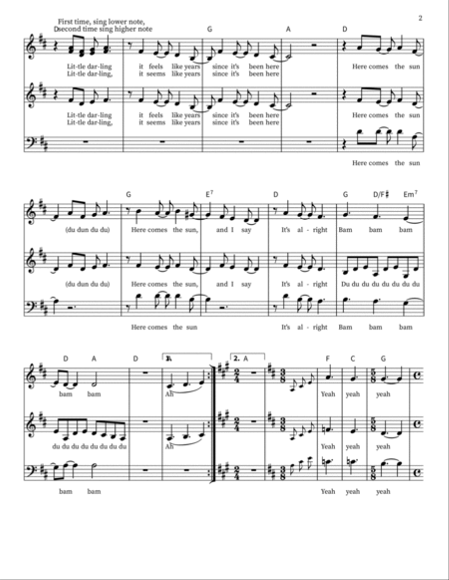 Here Comes The Sun 3-Part scores gallery preview page 2