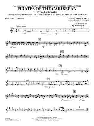 Pirates Of The Caribbean (Symphonic Suite) (arr. John Wasson) - Bb Tenor Saxophone