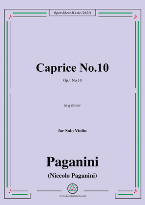 Book cover for Paganini-Caprice No.10,Op.1 No.10,in g minor.for Solo Violin