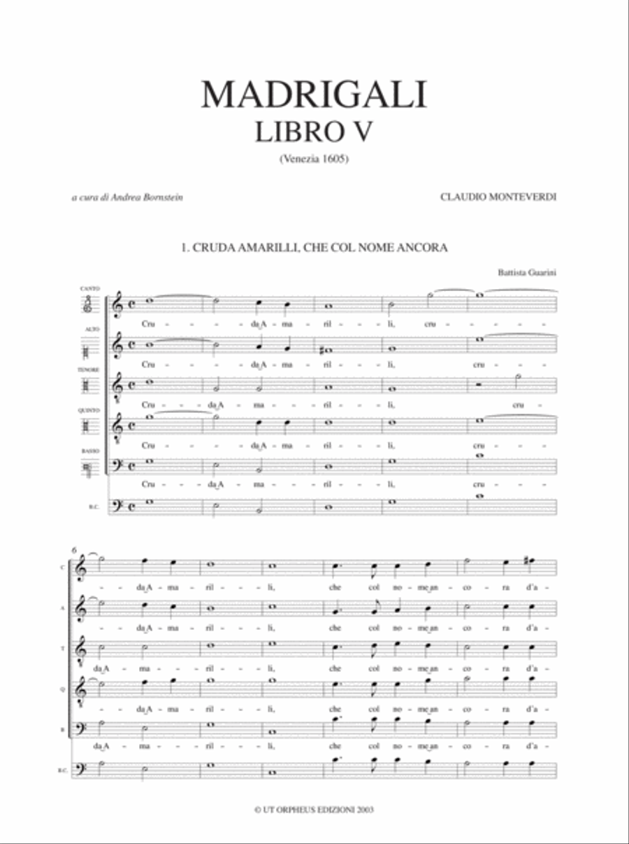 Madrigali. Libro V (Venezia 1605) Choir scores gallery preview page 2
