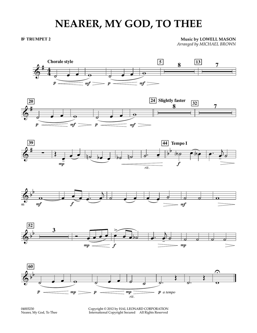 Nearer, My God, To Thee - Bb Trumpet 2 Concert Band scores gallery preview page 1