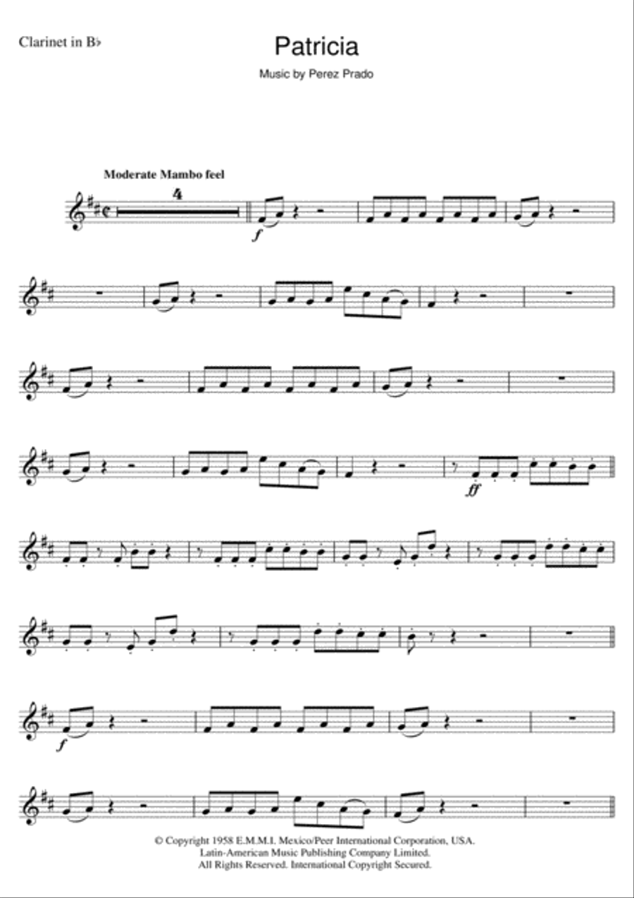 Patricia Clarinet Solo scores gallery preview page 1