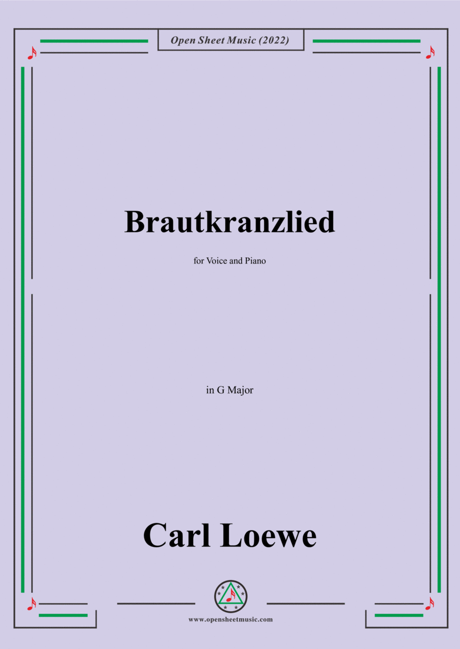 Loewe-Brautkranzlied,in G Major,for Voice and Piano Voice Solo scores gallery preview page 1