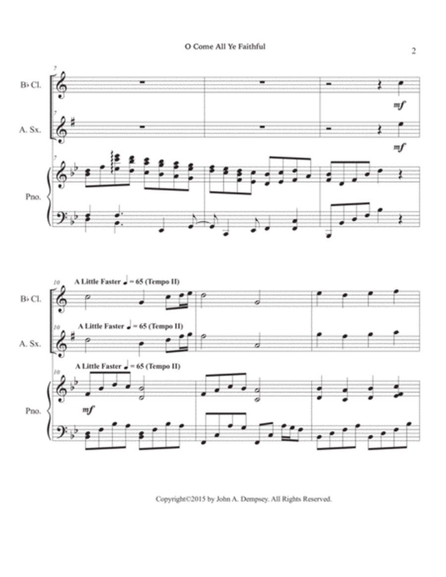 O Come All Ye Faithful (Trio for Clarinet, Alto Sax and Piano) image number null
