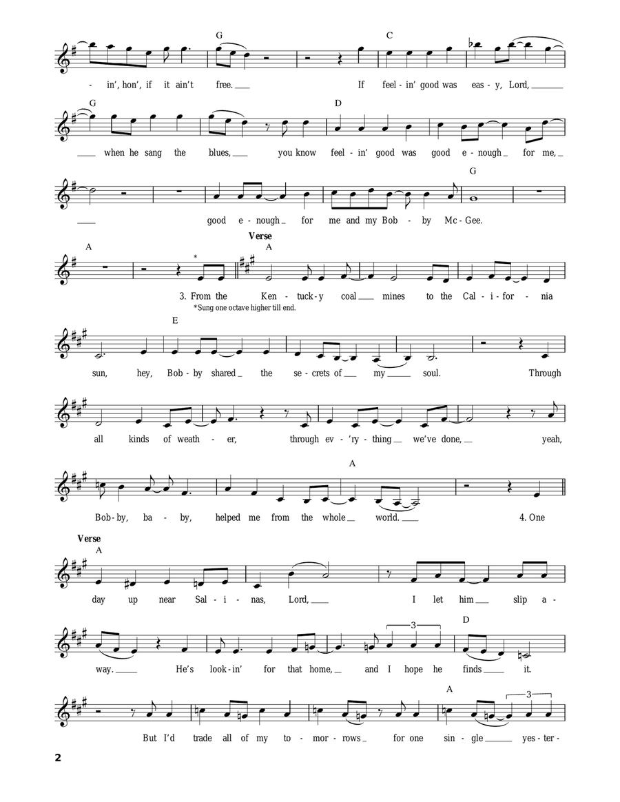 Me And Bobby McGee Acoustic Guitar scores gallery preview page 2