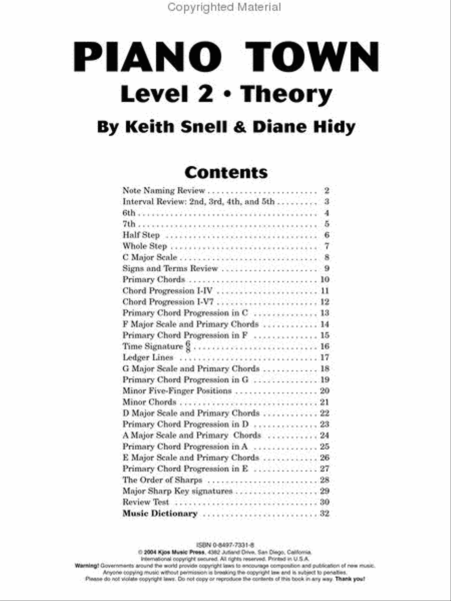 Piano Town, Theory - Level 2