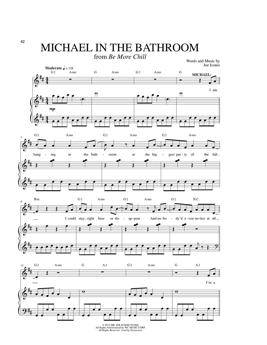 Michael In The Bathroom (from Be More Chill) Piano, Vocal scores gallery preview page 1