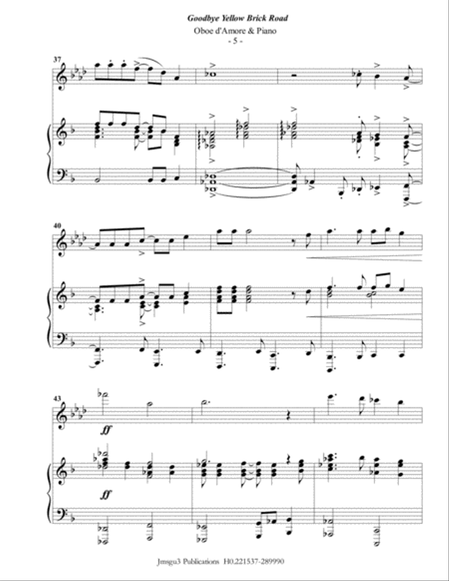 Goodbye Yellow Brick Road Oboe scores gallery preview page 5