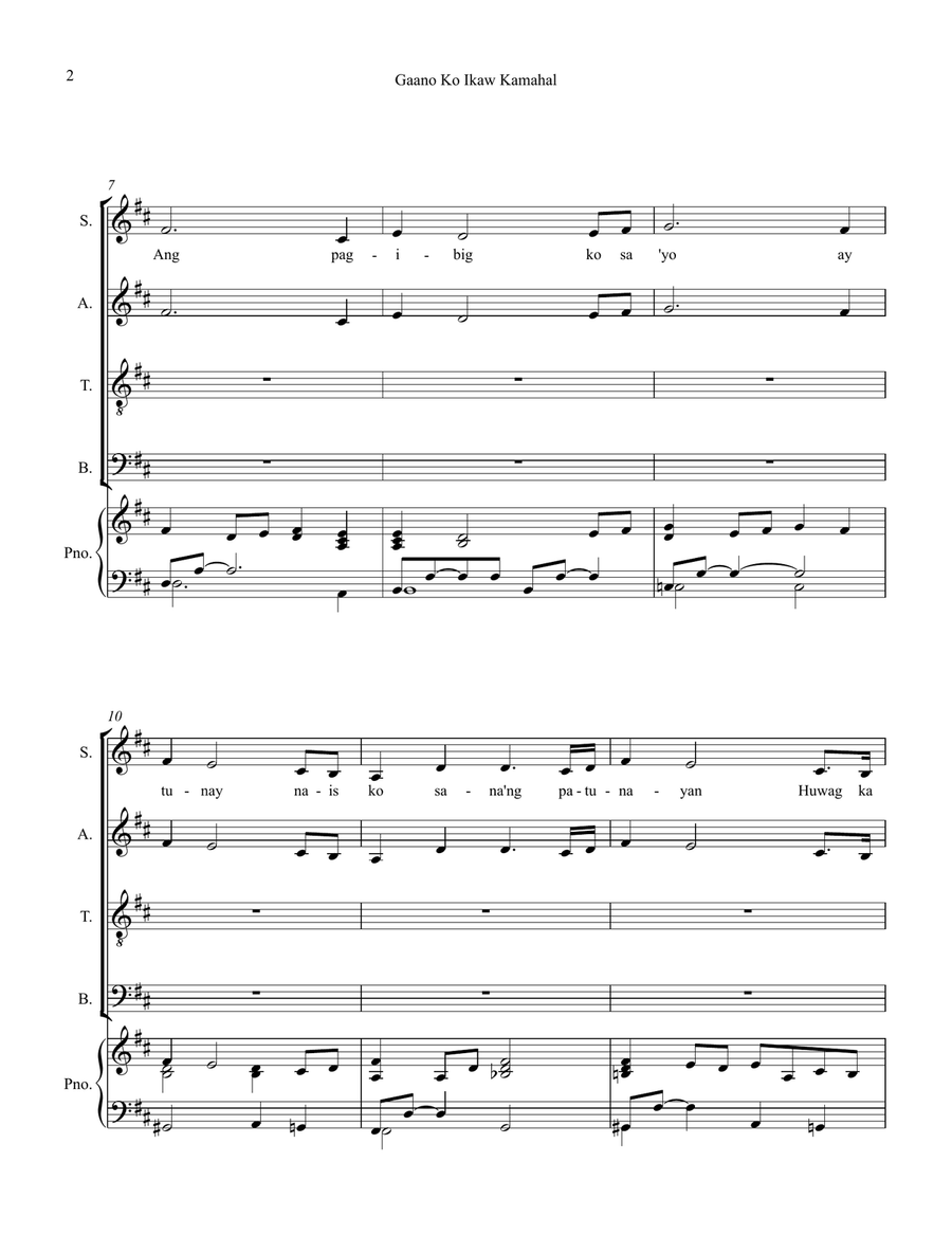 Gaano Ko Ikaw Kamahal SATB 4-Part scores gallery preview page 2