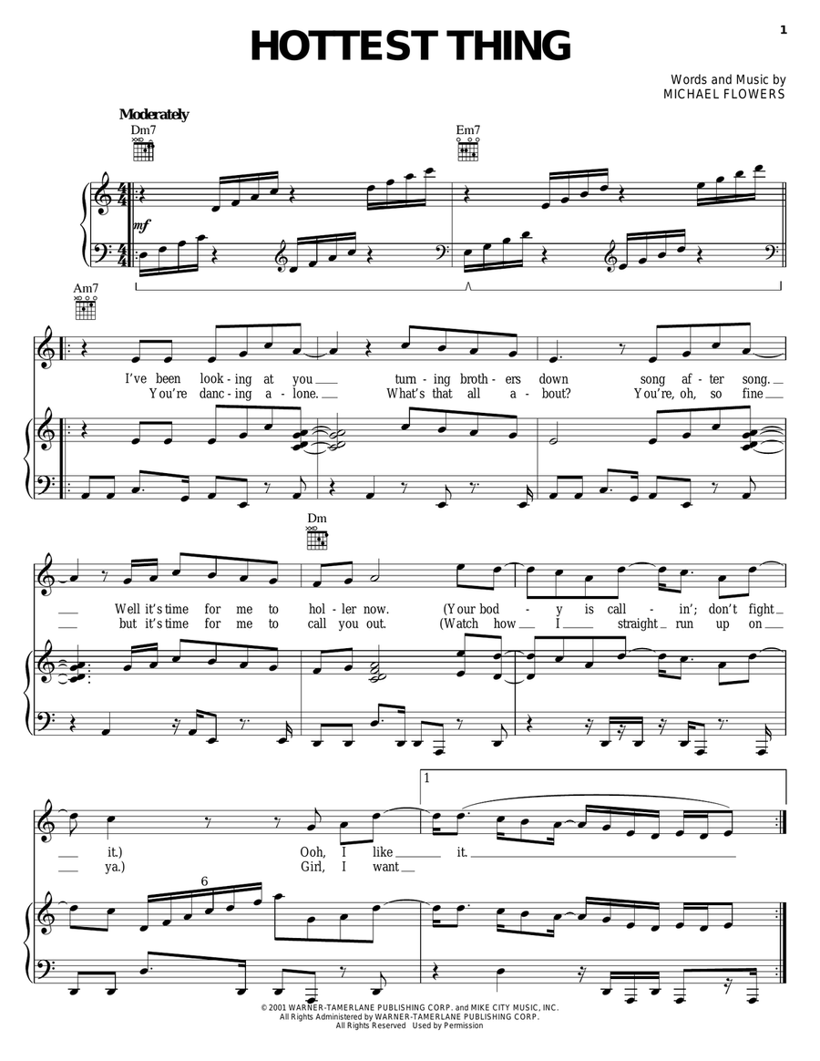 Hottest Thing Hottest Thing Piano, Vocal, Guitar scores gallery preview page 1