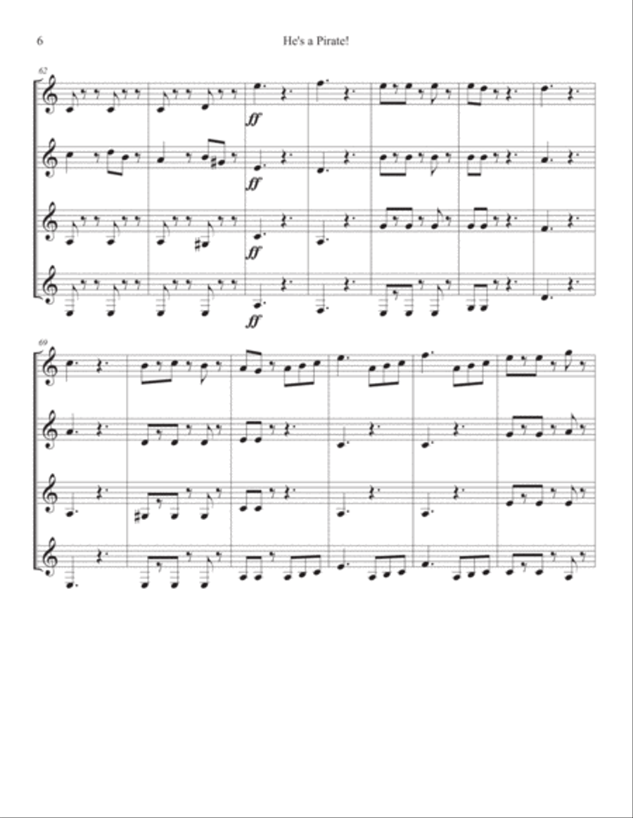He's A Pirate He's A Pirate Woodwind Quartet scores gallery preview page 6