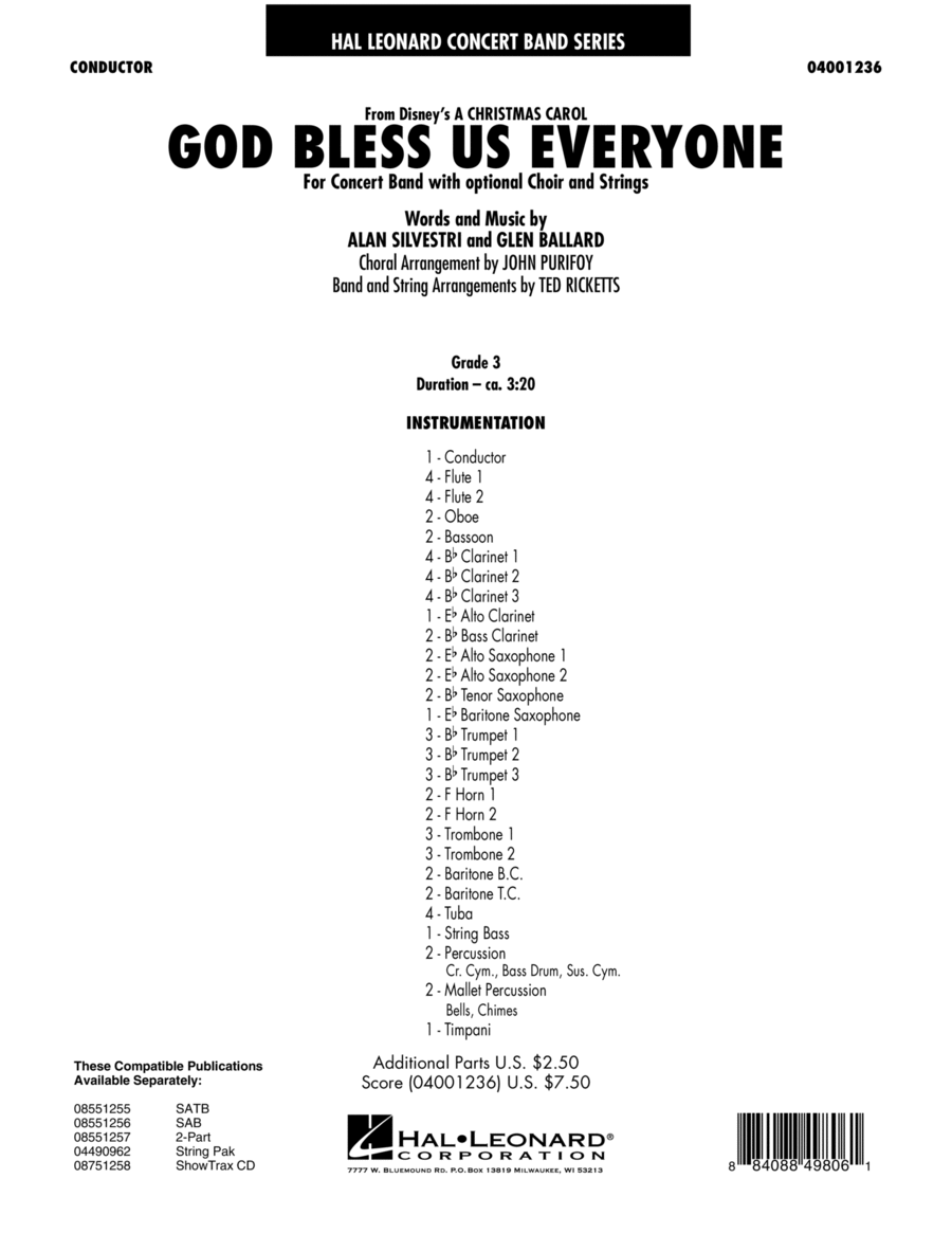 God Bless Us Everyone - Full Score Concert Band scores gallery preview page 1
